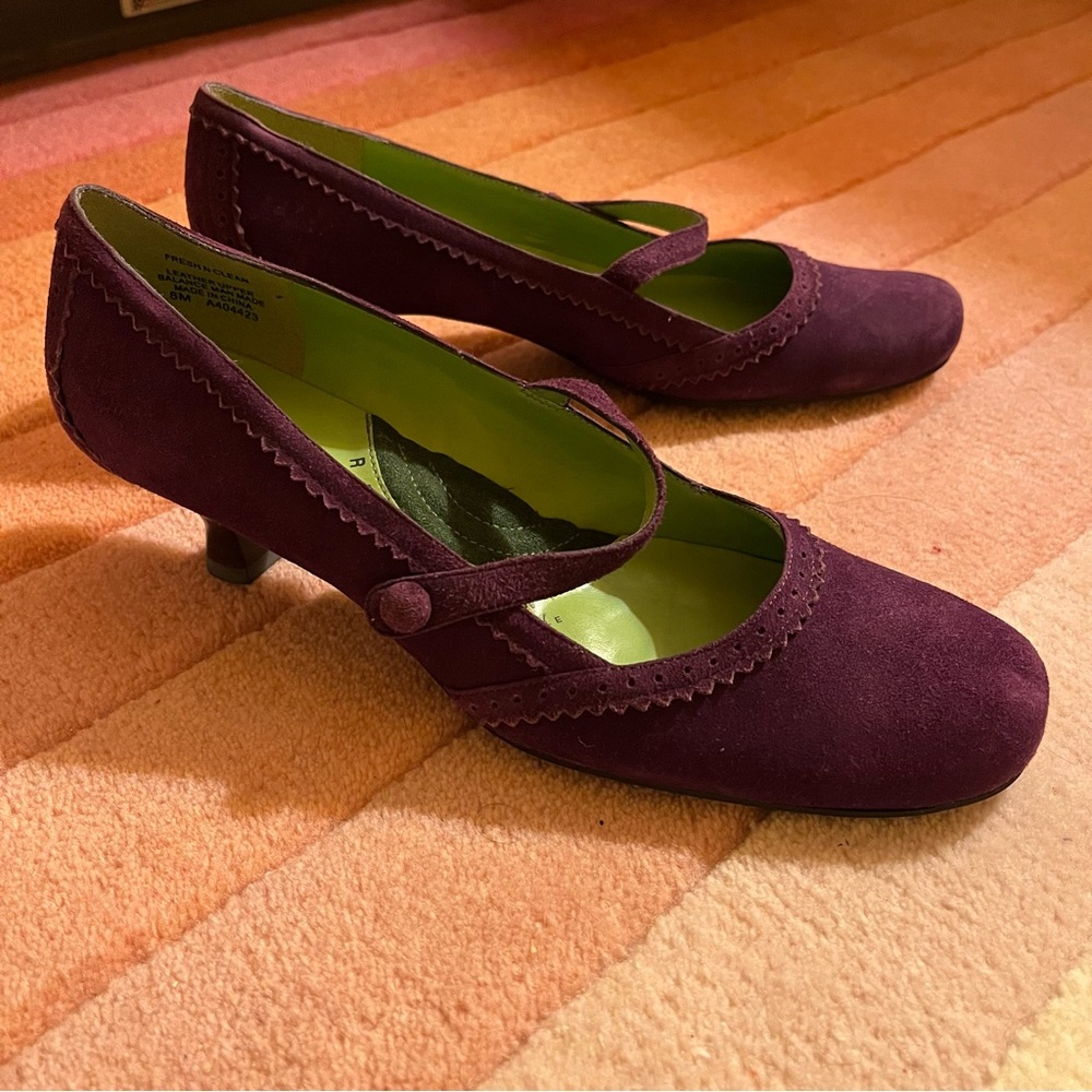 Gently Used Purple Suede Mary Jane Kitten Heels